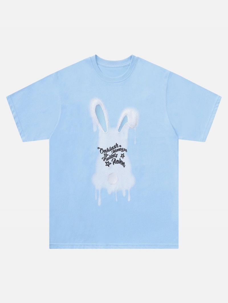 T Shirts Aelfric Eden Doodle Rabbit Print Tee Noir | HZQ-11112211